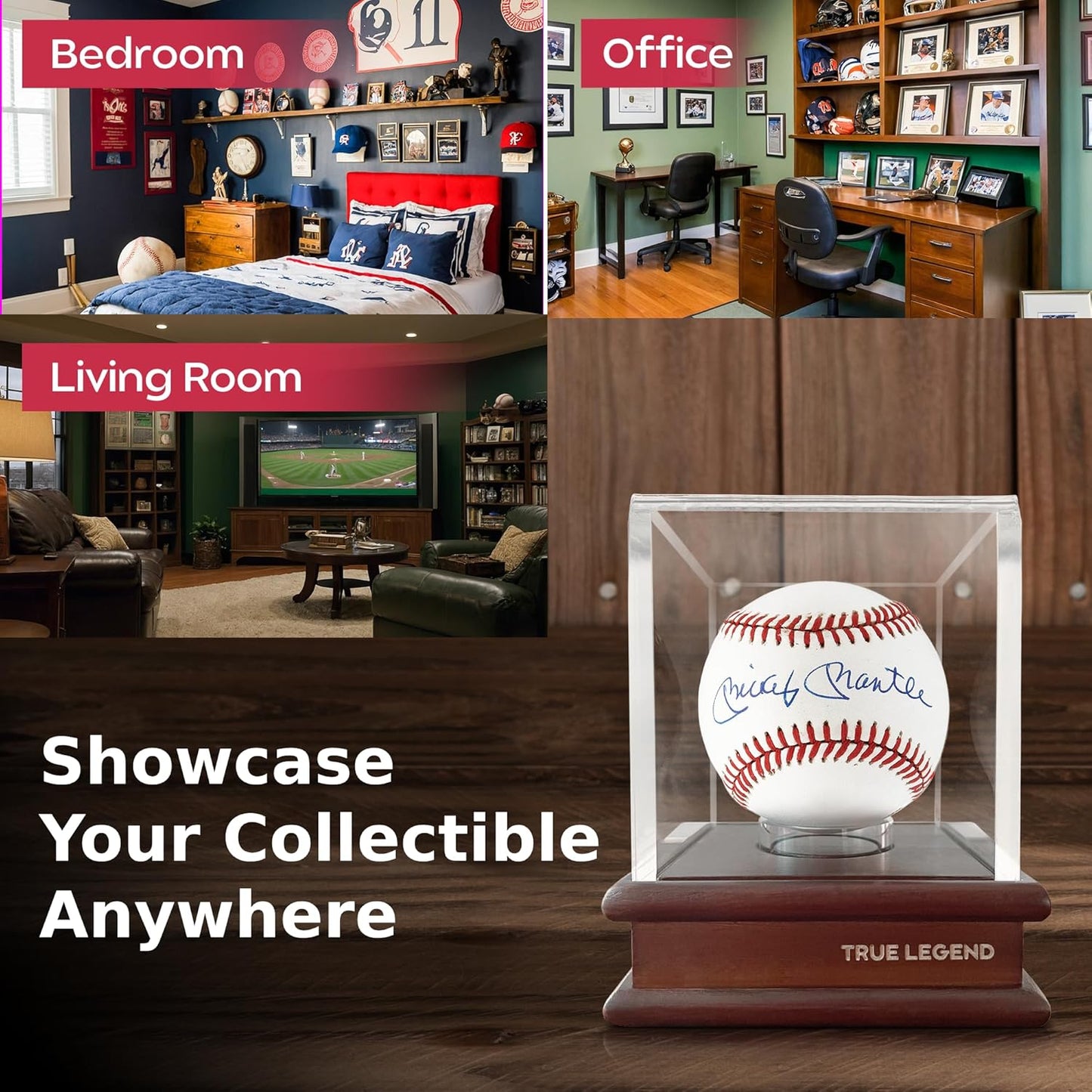 True Legend Baseball Display Case - Premium UV Protection Holder with Thick Acrylic Edges | Ideal for Sports Memorabilia