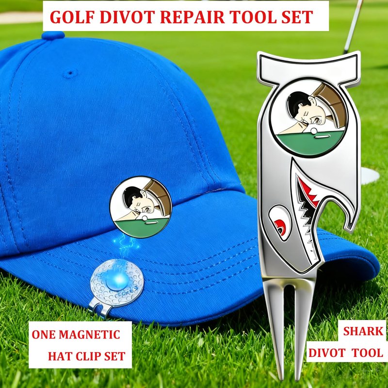 WIGERLON Divot Repair Tool with Ball Marker（1pcs Divot Tool,1 pcs Golf Hat Clip,1pcs Magnetic Ball Marker