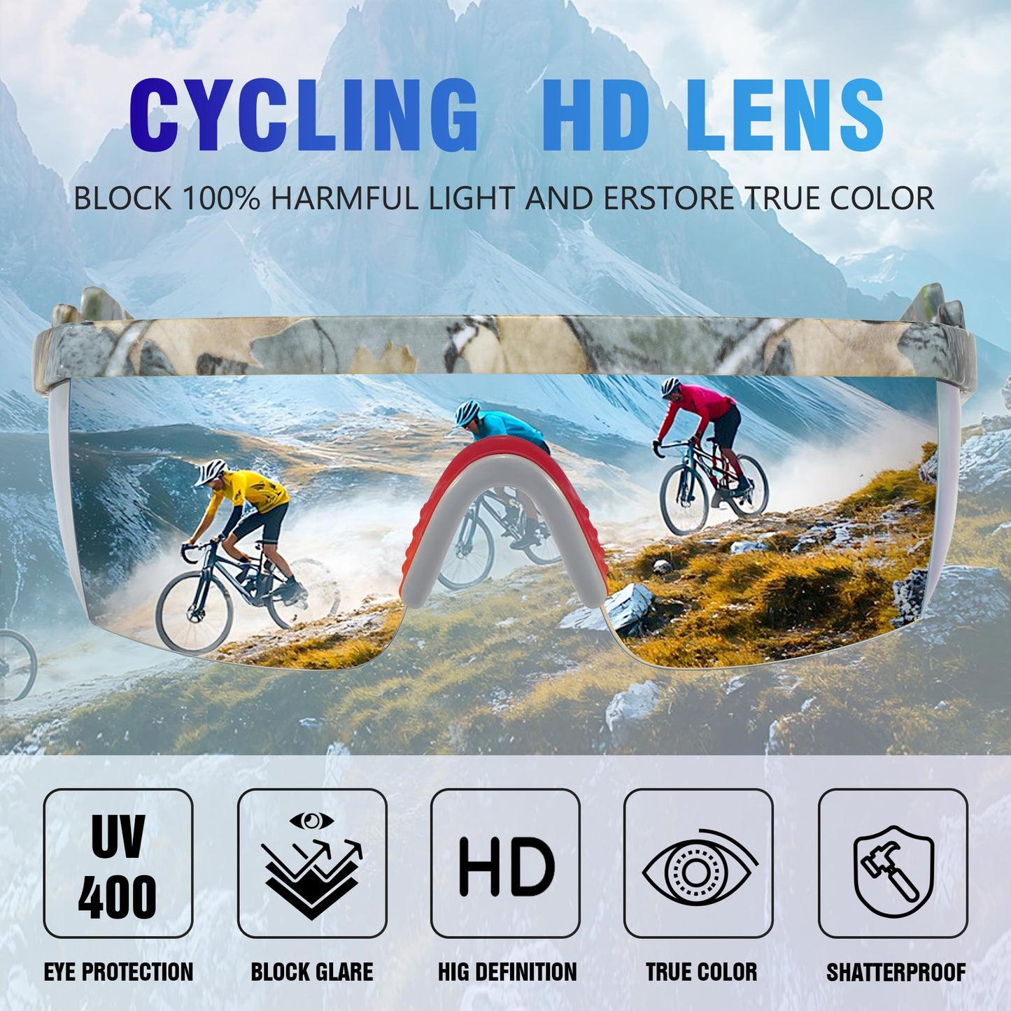OZOKSKS Polarized Sports Sunglasses, Wavy Design cycling sunglasses-Women-Men, Cycling Sun Glasses UV Protection Driving Fishing (Grey Frame Red Lens)