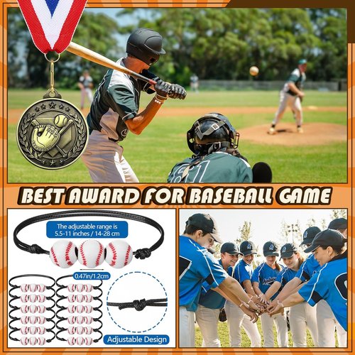 Huquary 12 Pcs Award Medals for Kids - Sports Bracelets & Red White Blue Ribbons | Perfect for Team Competitions
