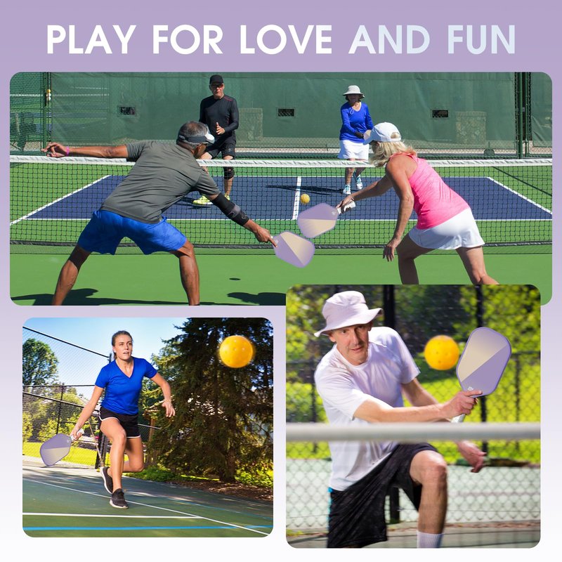 Pickleball Paddles, Carbon Fiber Pickleball Racket with 16MM Polypropylene Honeycomb Core – Lightweight, High-Grit Surface for Spin & Control, Professional Pickle Ball Paddle for Men & Women Purple