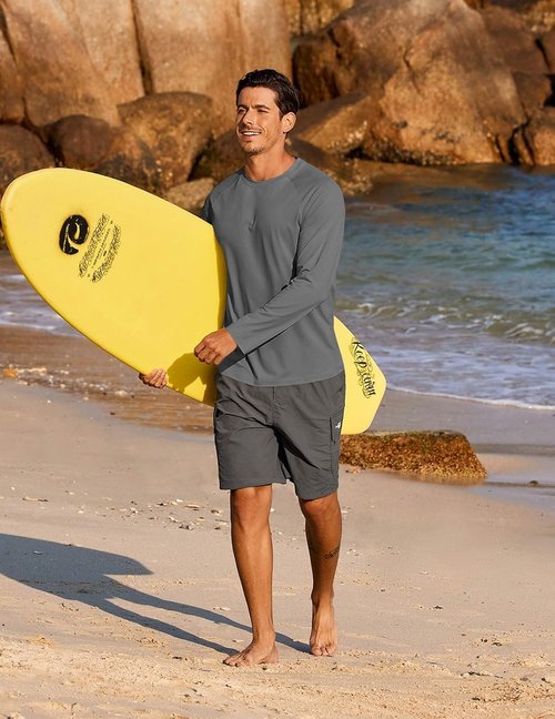 COOFANDY Men's Sun Protection Long Sleeve Rash Guard | Lightweight Quick-Dry Fishing Shirt