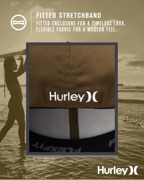 Hurley Men's Hat - Curved Brim Stretch Fitted Cap, Size Large-X-Large, Olive