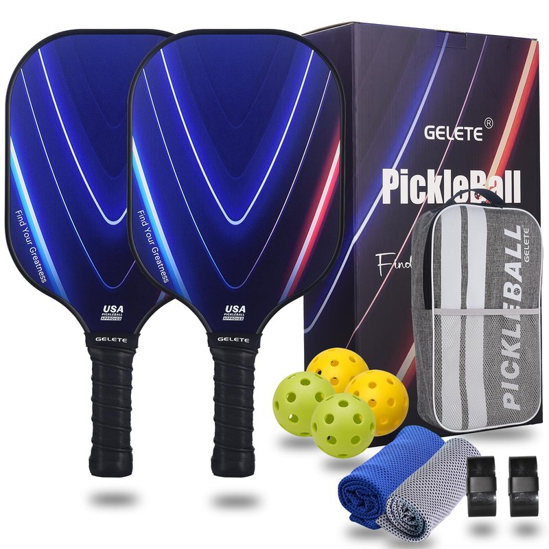 2024 Pickleball Set 2 Paddles, 4 Pickleball Balls, Cooling Towels,Sweatband, and Pickleball knapsack, Beginner and Recreational Player Kit