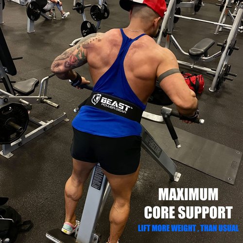 Beast Power Gear Weight Lifting Belt for Women & Men - Leather Power Belt with Back and Core Support for Weightlifting, Powerlifting, Strength Training, Squat and Deadlift Free Strap