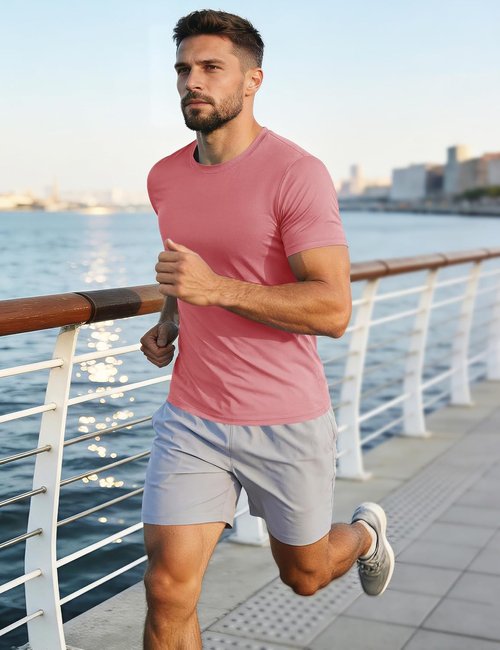 MAGCOMSEN Men's UPF 50+ Quick-Dry Athletic T-Shirt - Lightweight Workout & Swim Tee