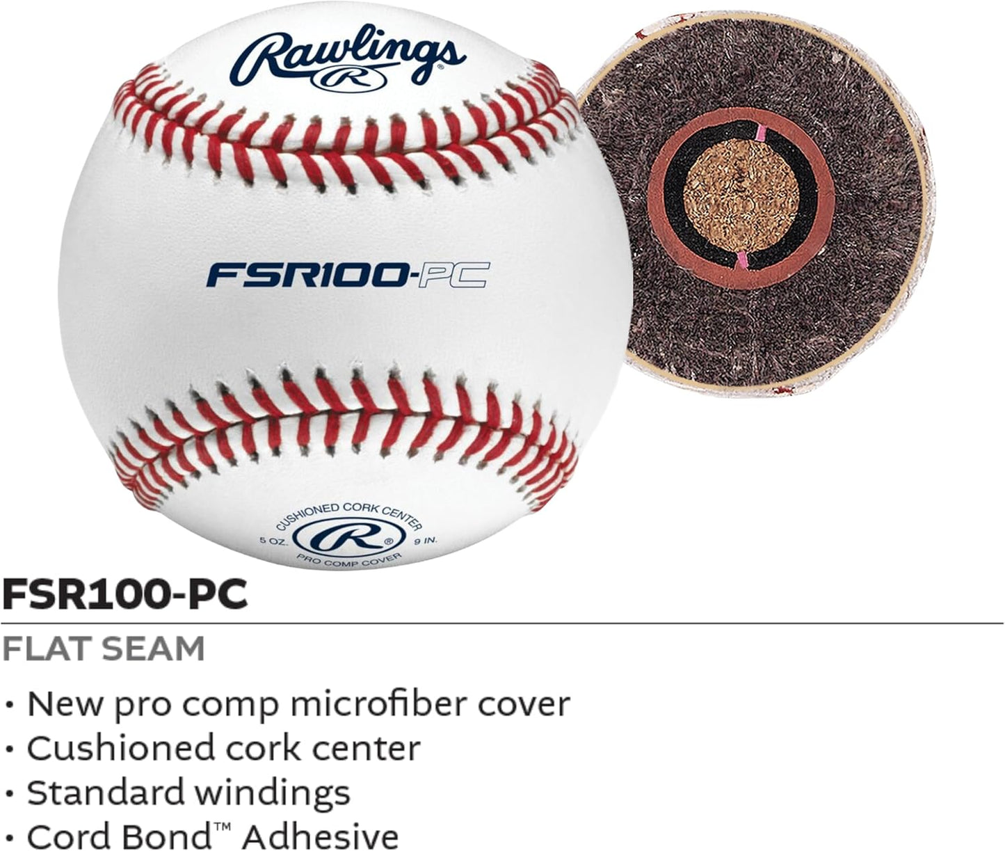 Rawlings Pro Comp Practice Baseballs - Collegiate & High School | Flat & Raised Seam Options | 12 Count