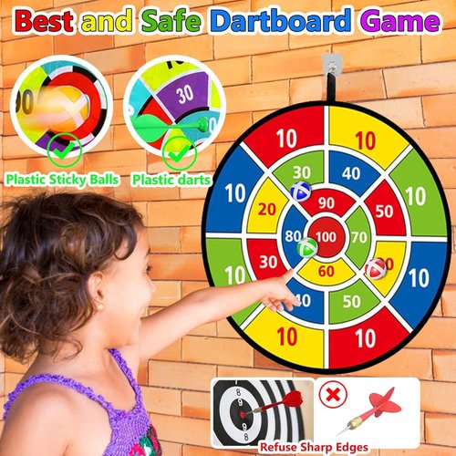 Kids Dart Board by [Brand Name] - 29" Double-Sided Board with Sticky Balls | Fun Indoor/Outdoor Game for Ages 4-13