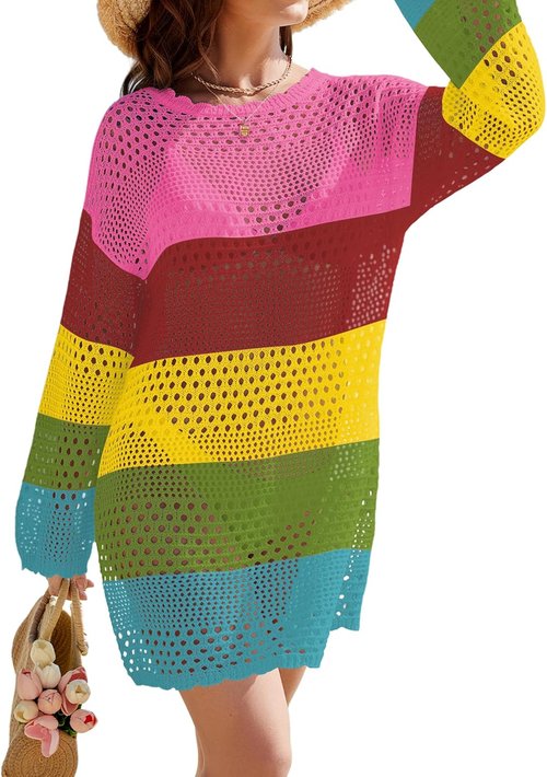 Buauty Women's Crochet Swimsuit Cover-Up - Stylish Beach Dress for Summer Vacation