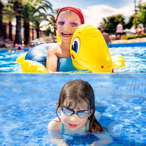 COOLOO Kids Swim Goggles - 2 Pack Adjustable Swimming Goggles for Ages 4-16 | Perfect for Girls & Boys
