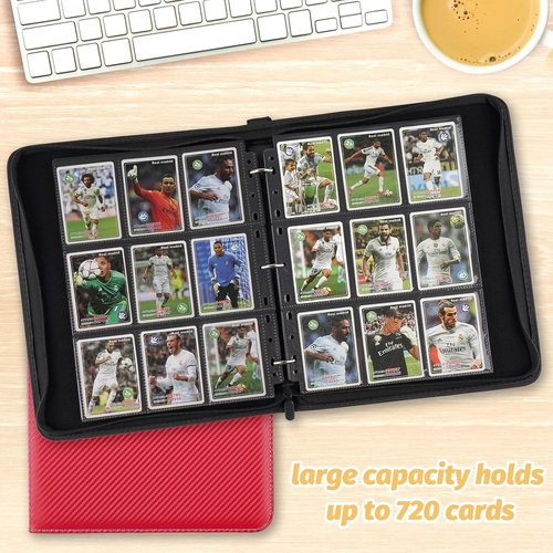 GERMUN 9 Pocket Card Binder - Premium Zip Trading Card Album for MTG, TCG & Sports Cards | Red, 720 Double-Sided Pockets