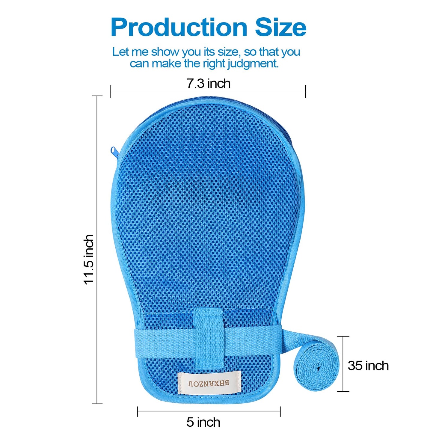 BHXANZOU Dementia Restraint Mitts - Anti-Scratch & Anti-Pull Safety Gloves for Elderly, Washable & Reusable with Finger Separation Design（1 Pair