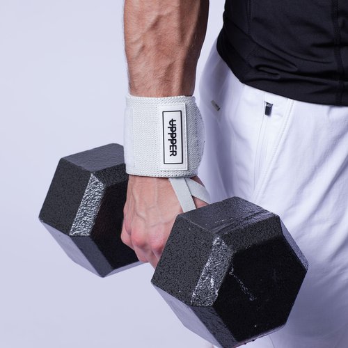 UPPPER Wrist Wraps for Weightlifting - 19" Wrist Support with Thumb Loop for Bench Press, Powerlifting, and Gym Workouts - Men & Women | Premium Fitness Gear (White)