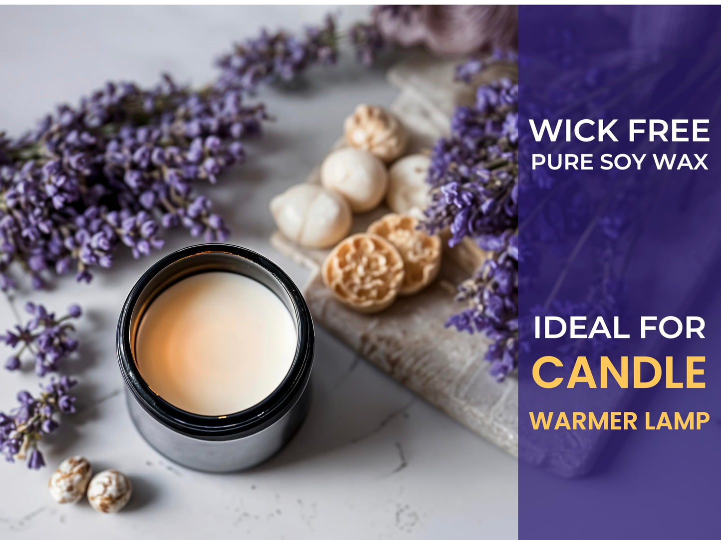 Handmade Lavender Soy Wax in Elegant Jar – 7.05 oz. Ideal for Candle Warmer Lamp, Flameless Aroma, Wax Melt Warmer, Gifts for Women, Home & Office Décor