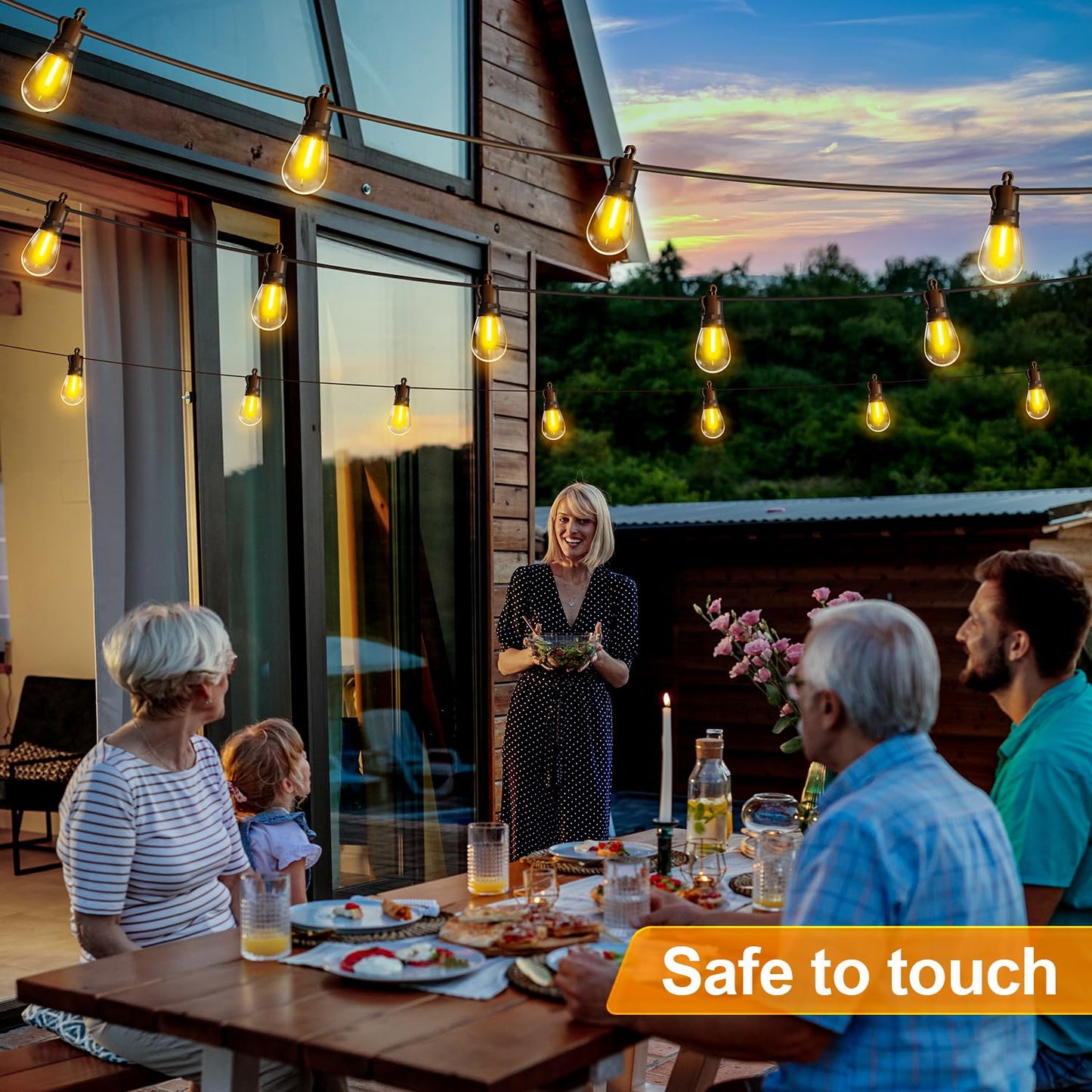 TBOSW Outdoor String Lights Patio LED Light Outside - 45M 43+2 S14 LED Dimmable 150ft Porch Lighting IP65 Waterproof