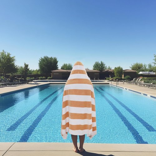 COTTON CRAFT Oversized Hooded Beach Towel - 39 x 68 Inches, 100% Ringspun Cotton, Quick Dry Cabana Stripe