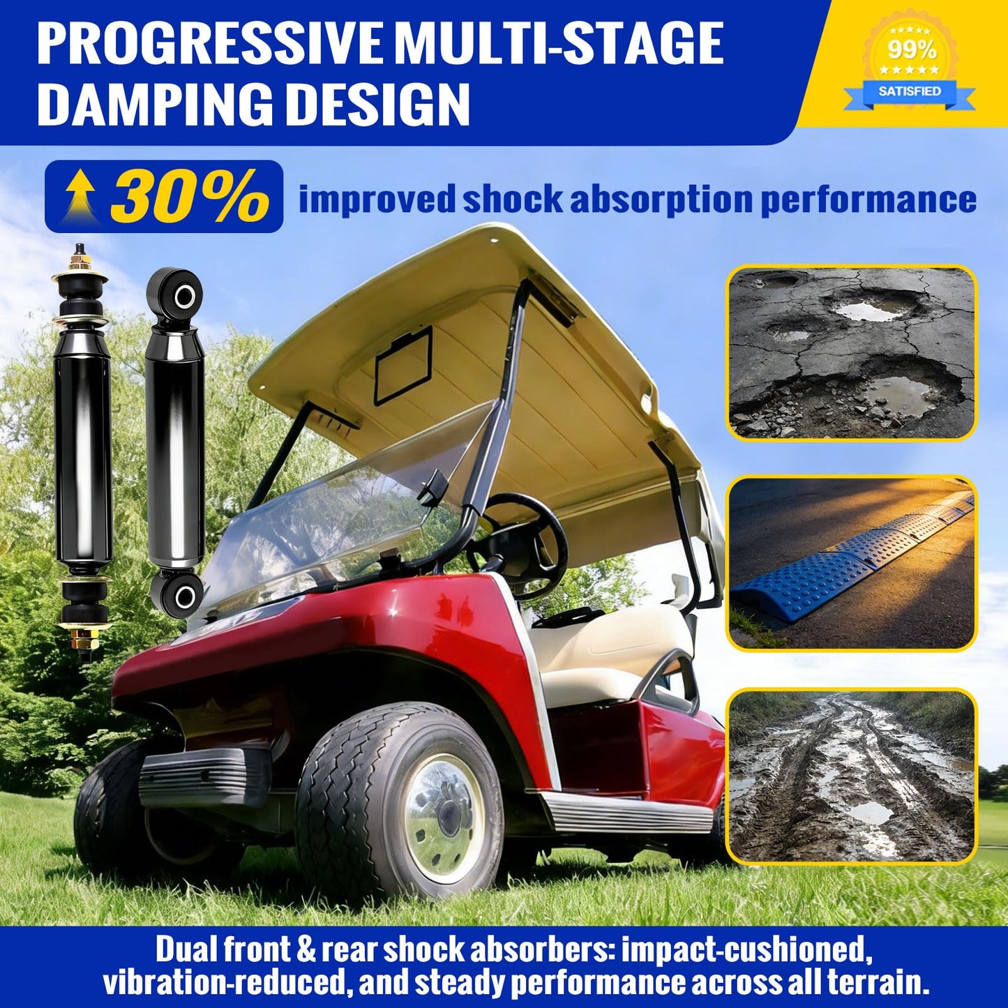 Roykaw Club Car DS Shocks, Precedent Shocks,Golf Cart Front and Rear Shock Absorbers Compatible with Club Car DS G&E 1988-up,Precedent G&E 2004-up,Replace OEM 1014235 1015813 1010991 1012183 1014236