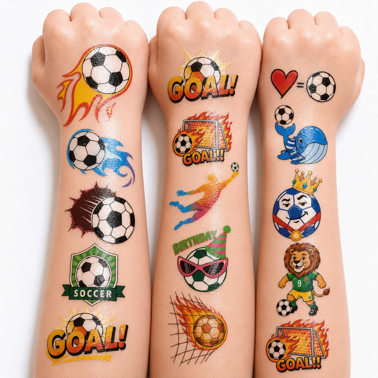 96 PCS Soccer Temporary Tattoos for Kids - Soccer Party Favors &
