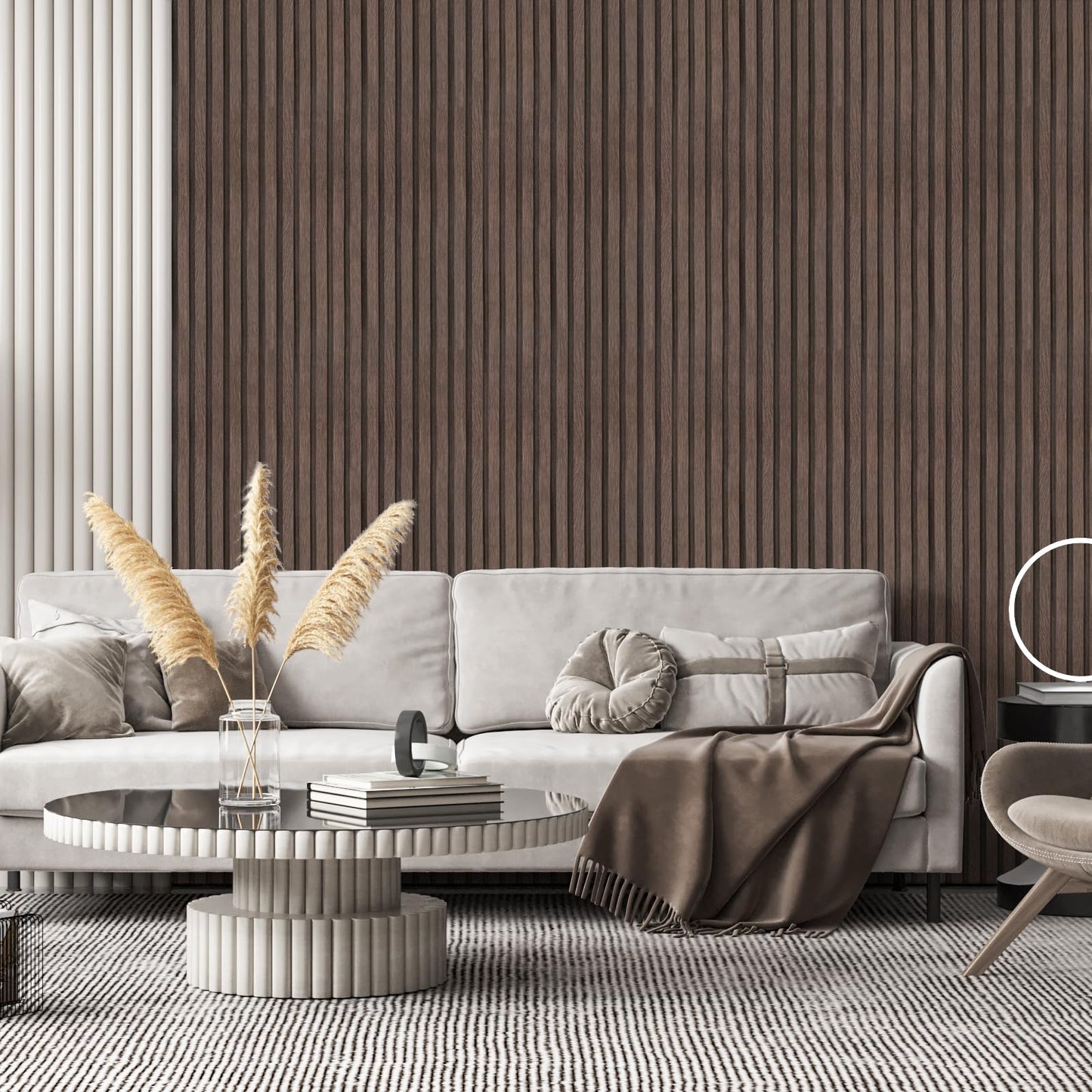 Yun-aeon Natural Wood Peel and Stick Wallpaper Wood Slats - 17.3"x 120" Dark Brown Self-Adhesive Waterproof Vinyl Removable Wall Paper for Wall Decor Bedroom