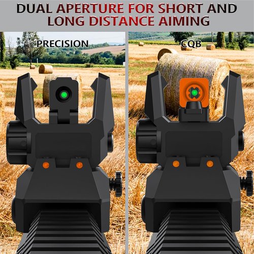 Fiber Optic Sights - Flip Up Front & Rear with Green/Red Dots | Tool-Free Adjustment