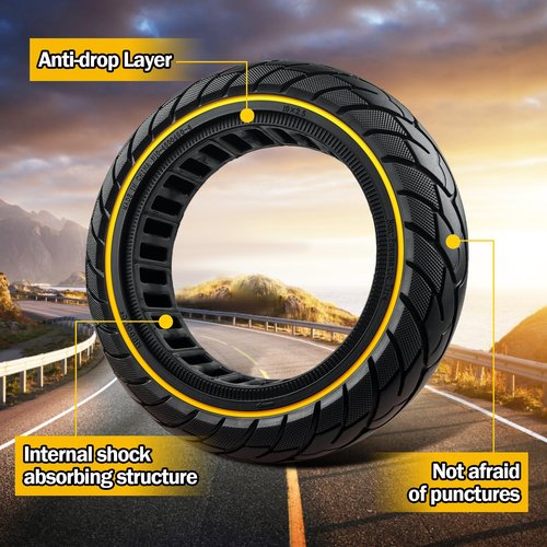KTUMININV 60/70-6.5 Scooter Tire 10x2.5 Inch Tubeless Solid Rubber Tire for Hiboy S2 MAX Segway Ninebot MAX G30/G30LP/G30P Gotrax G5/G6 Electric Scooter Replacement Wheels Front or Rear 2 PCS (Yellow)