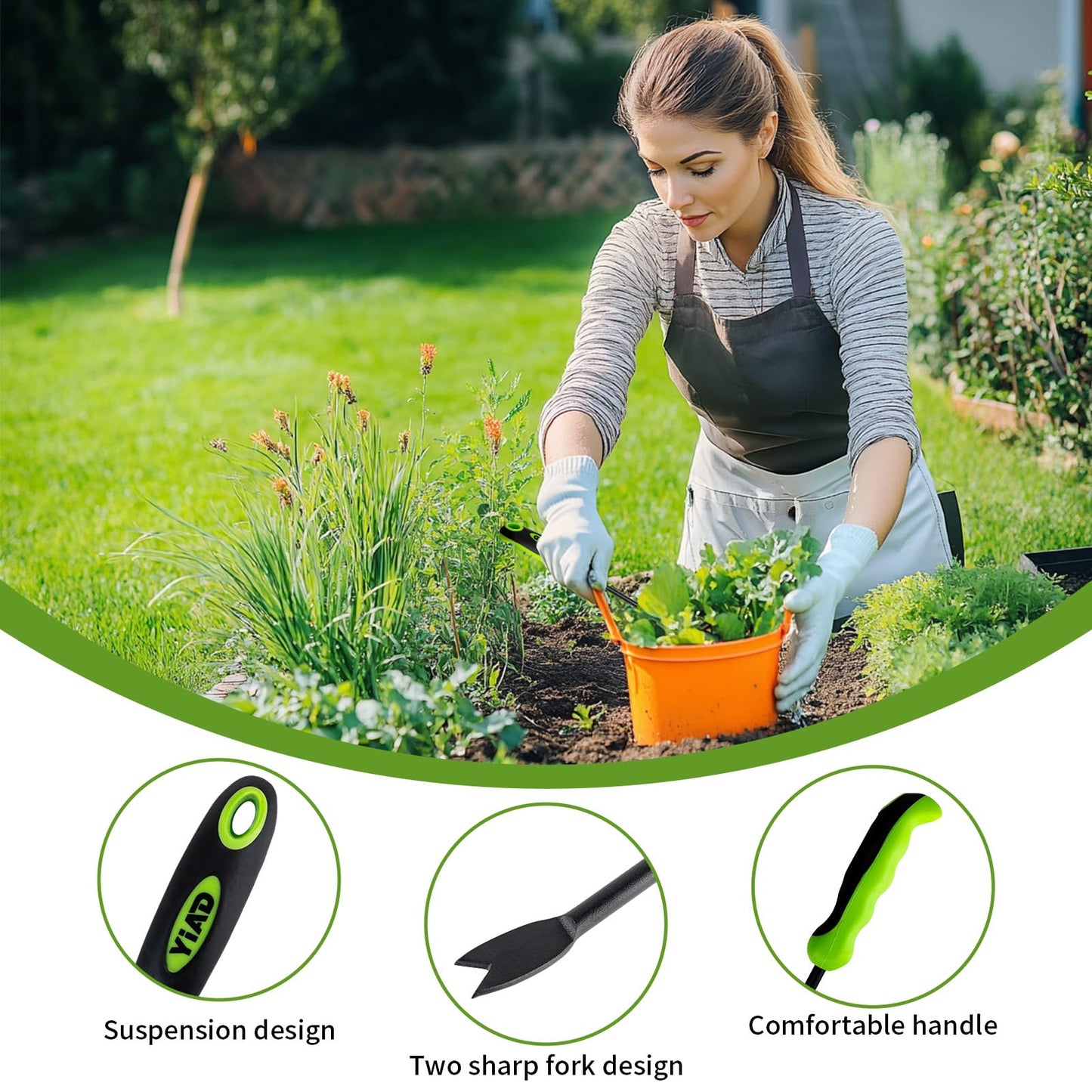 YIAD DRAGON HORSE Dandelion Weed Puller Tool, Weed Puller Tool with Ergonomic Handle Garden Weed Remover Tool for Planting, Dandelion Puller Flower and Vegetable Care in Lawn Garden Yard