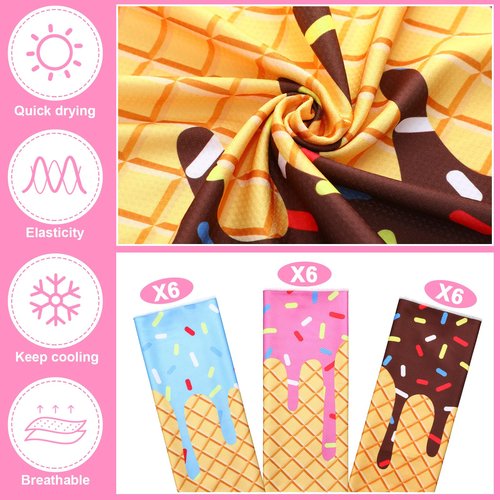 Breling 18 Pcs Ice Cream Drip Baseball Cooling Towel 40 x 12 Inch Ice Cream Cooling Towel Breathable Chilly Sport Rags Absorbent Chilly Washcloth for Sport Party Favors Team Gift