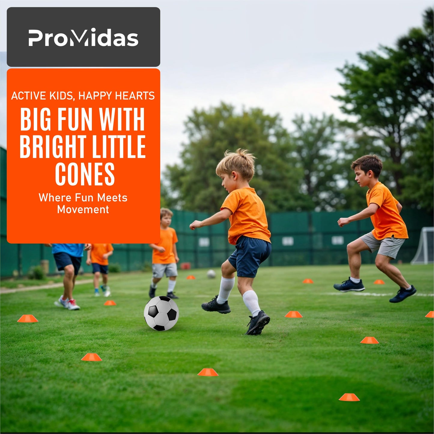 ProMidas Mini Cones for Sports - Better Space Utilization - Comes with Shoulder Strap - for Agility Training Drills (Orange - 25 Pack) (MC-Orange-25)