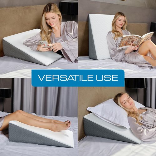 Kolbs Bed Wedge Pillow - Sleep Apnea Relief & Acid Reflux Support | Chic Jacquard Cover, Standard 7.5" Height
