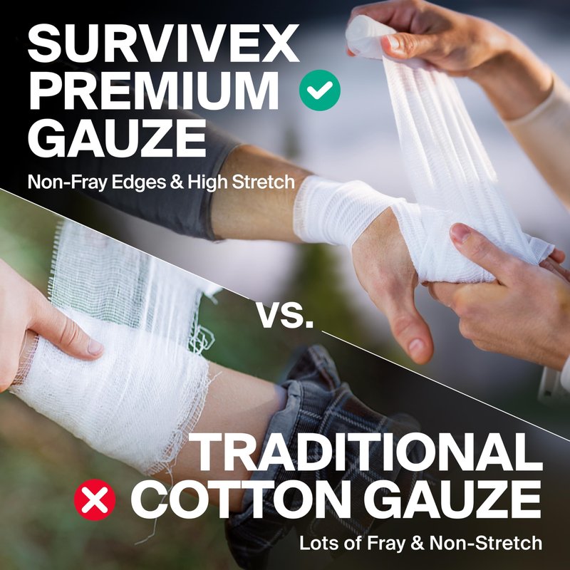 SurviveX - 4" Stretch Gauze Roll – Conforming Medical Bandage Wrap for Wound Care, First Aid, and Injury Dressing, 24 Count
