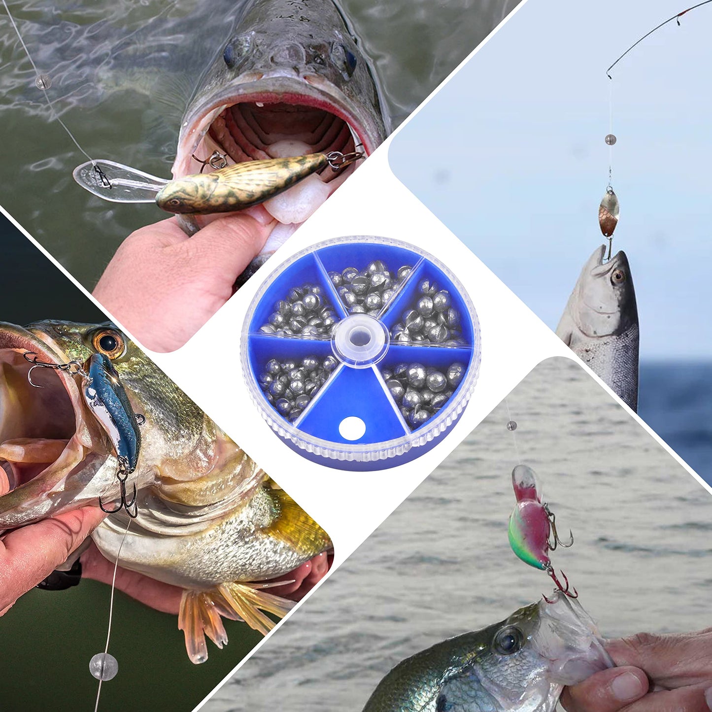 Fishing Weights Sinkers Split Shot Fishing Line Sinkers 120g/box Round Removable Egg Fishing Sinkers Assortment Small Weights for Freshwater Saltwater