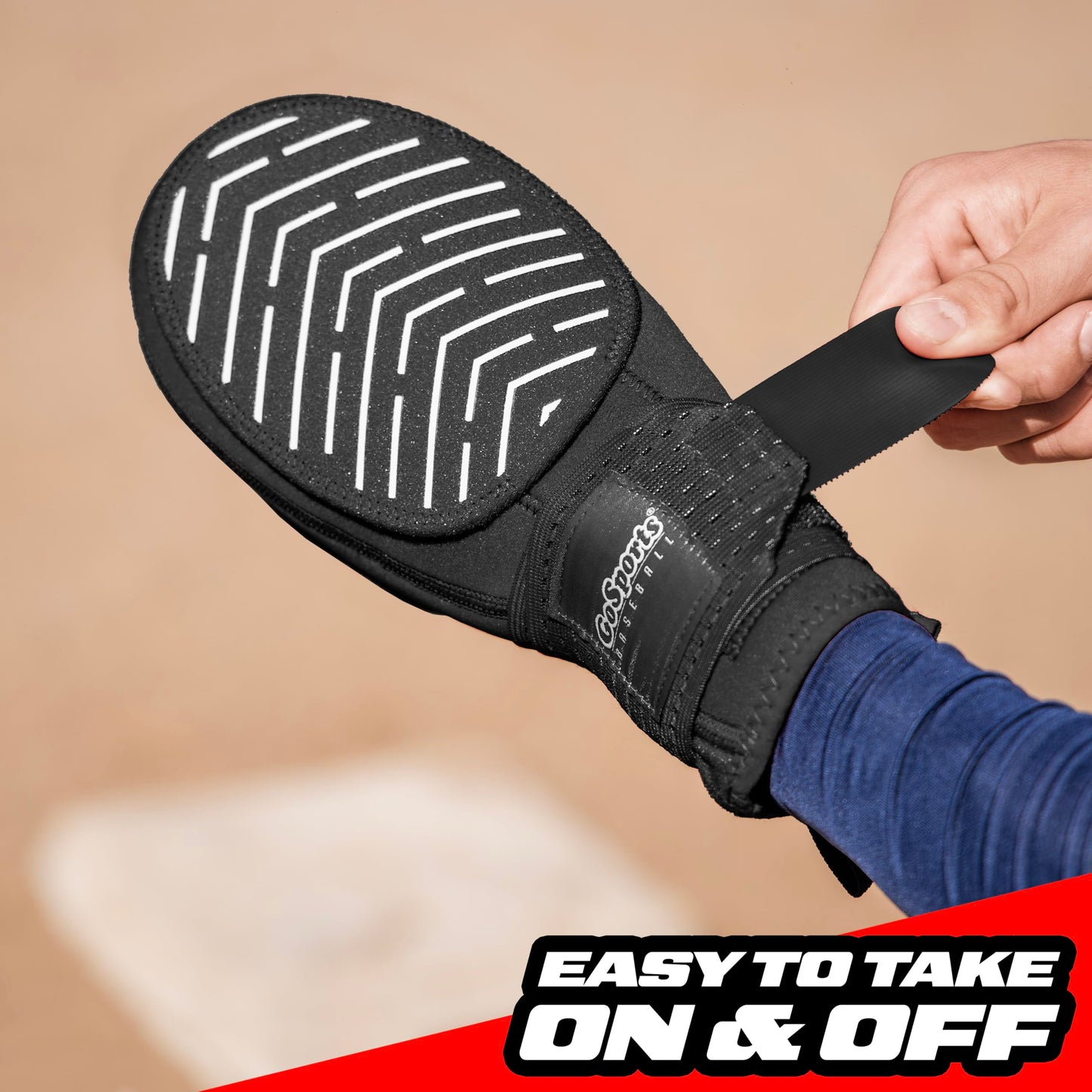 GoSports Sliding Mitt for Baseball & Softball - Adult Size - Right & Left Hand Protective Base Running Gloves, Black