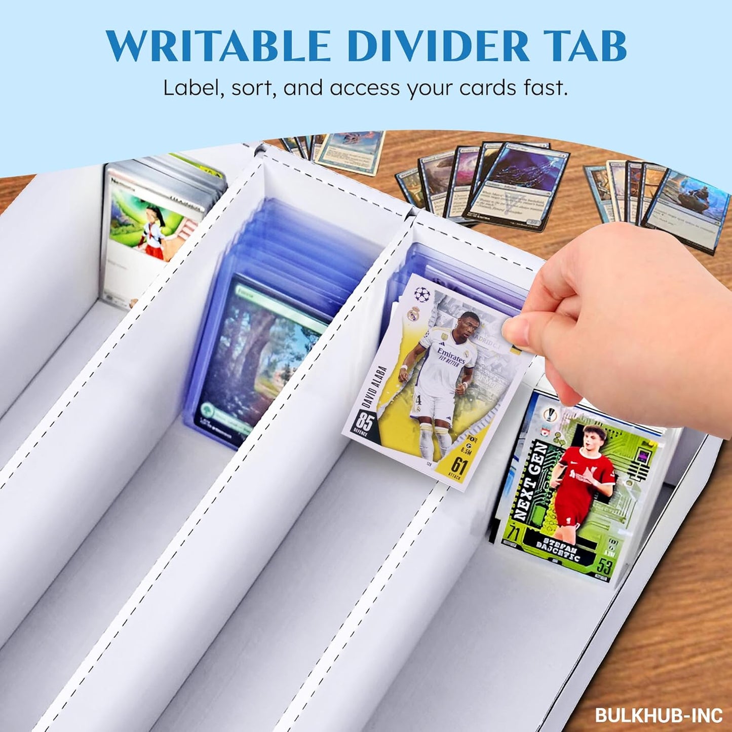 Trading Card Storage Box 3200 Count - Cardboard Organizer for Sports & TCG Cards | White with Dividers