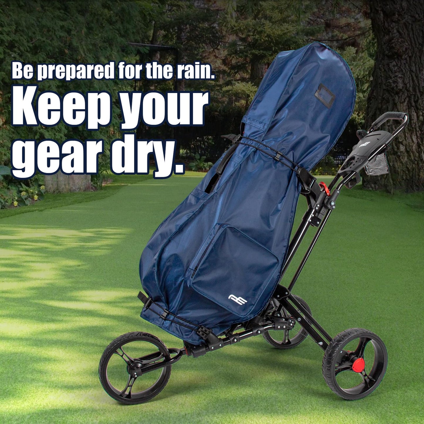 PLAYEAGLE Golf Bag Rain Cover, 300D PVC Waterproof Cover for Golf Club Bag, Durabale, Lightweight and Easy to Maneuver (Navy)