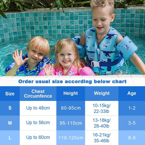 DOOHALO Toddler Swim Vest | Kids Swimming Training Aid for Ages 1-8 | Fits 20-46 lbs