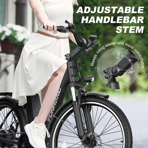 Funhang Electric Bike - 26" City Cruiser Ebike with 1000W Motor, 50 Miles Range, 7-Speed, UL 2849 Certified