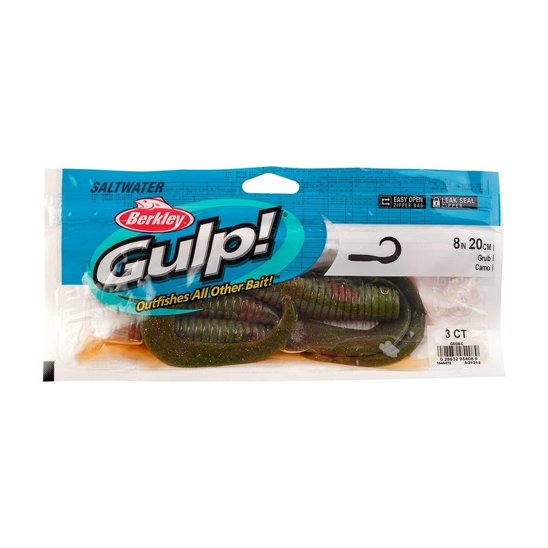 Berkley Gulp! Grub Fishing Soft Bait, White, 8- Inch