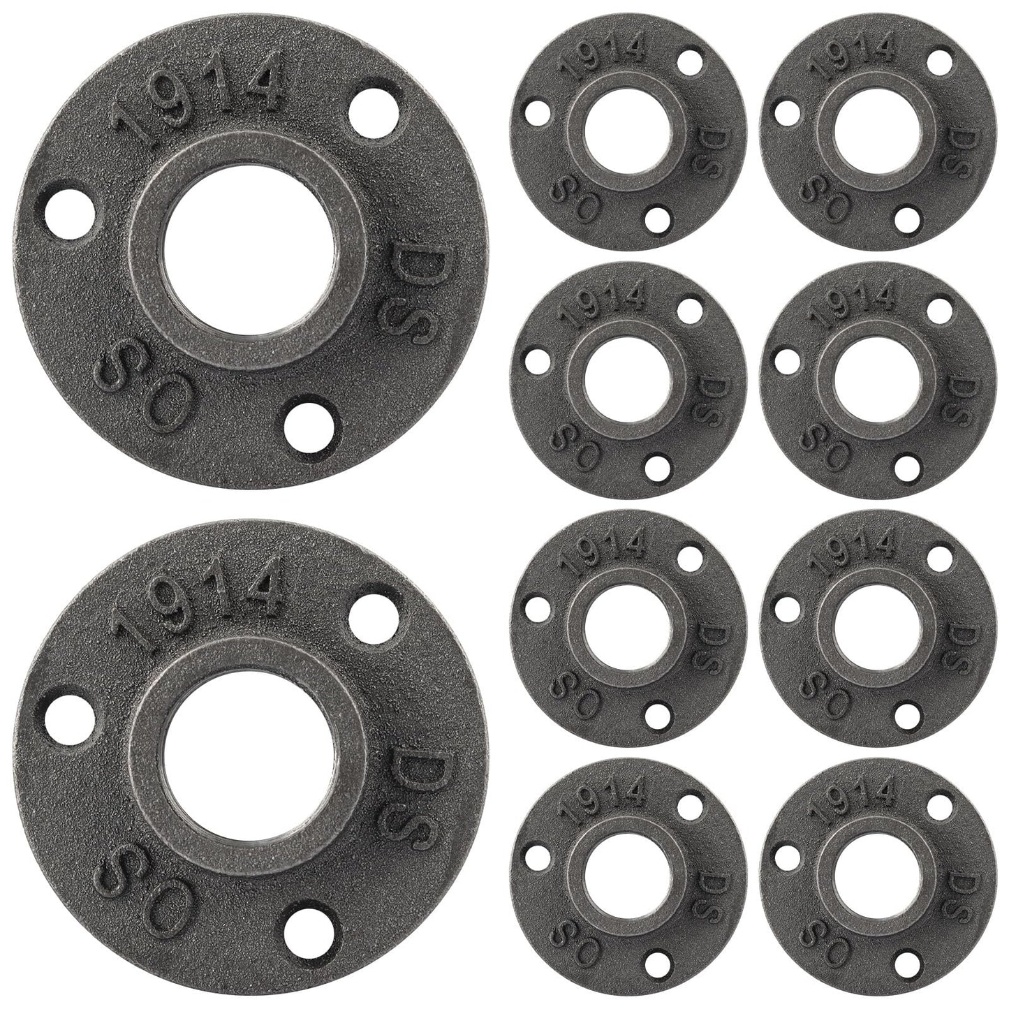 Niubid 3/4 inches Malleable Cast Iron Pipe Flange 10 Pack, Industrial Pipe Flanges for Threaded Black Pipes and Fittings, DIY Steampunk Industrial Vintage Style.