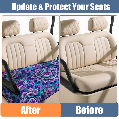 syienasdk Boho Golf Cart Seat Covers, Bohemia Breathable Golf Cart Seat Towel Blanket for 2-Seat Golf Carts, Golf Club Car Accessories 51''x 31''