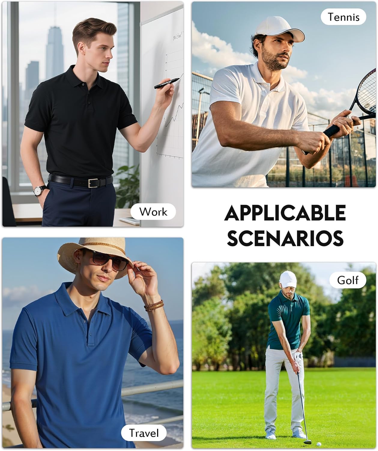 ZITY Men's Polo Shirts - 3 Pack Short Sleeve Golf Shirts | Moisture-Wicking Comfort
