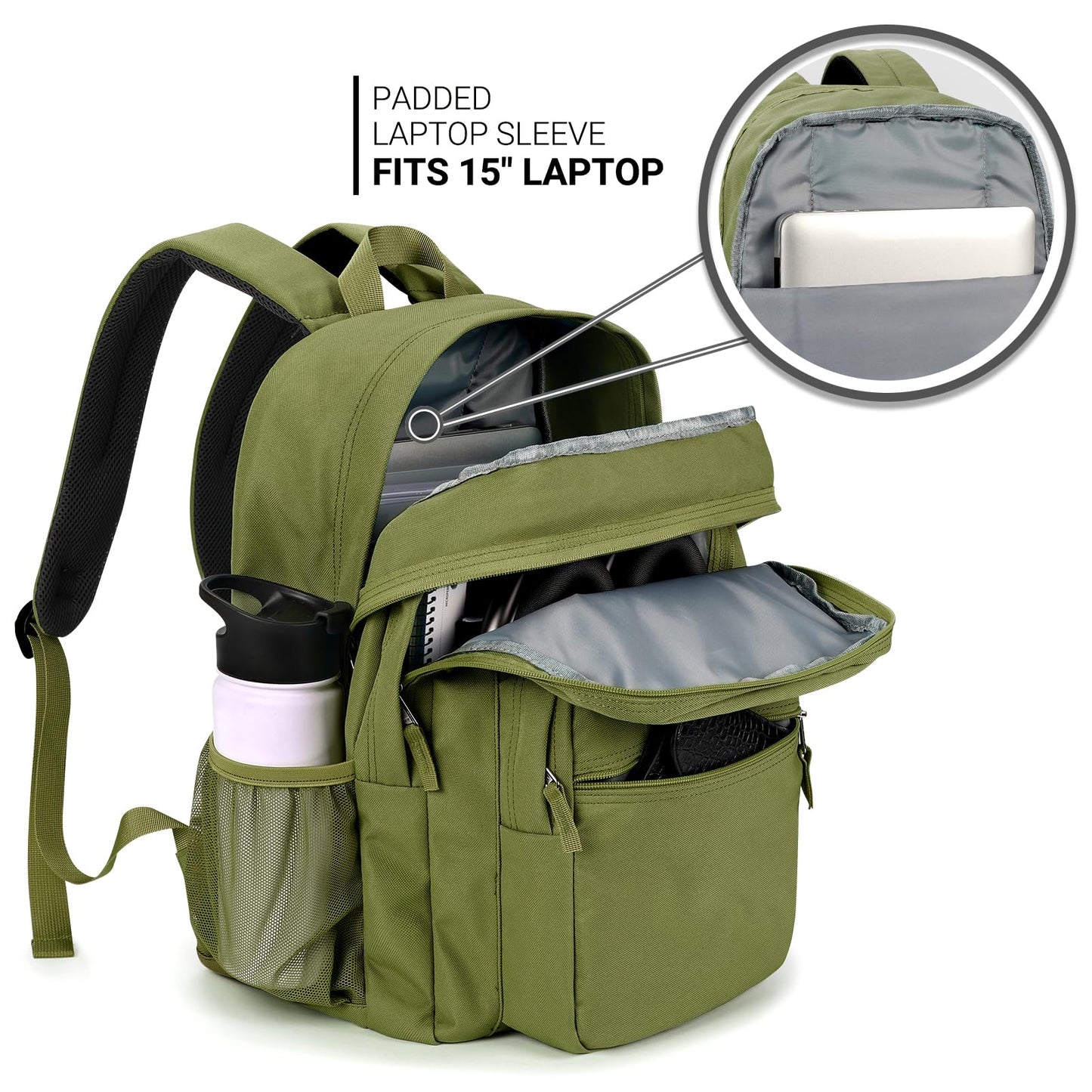 ZORFIN 26L Backpack for College, and Travel: Water Resistant Bookbag
