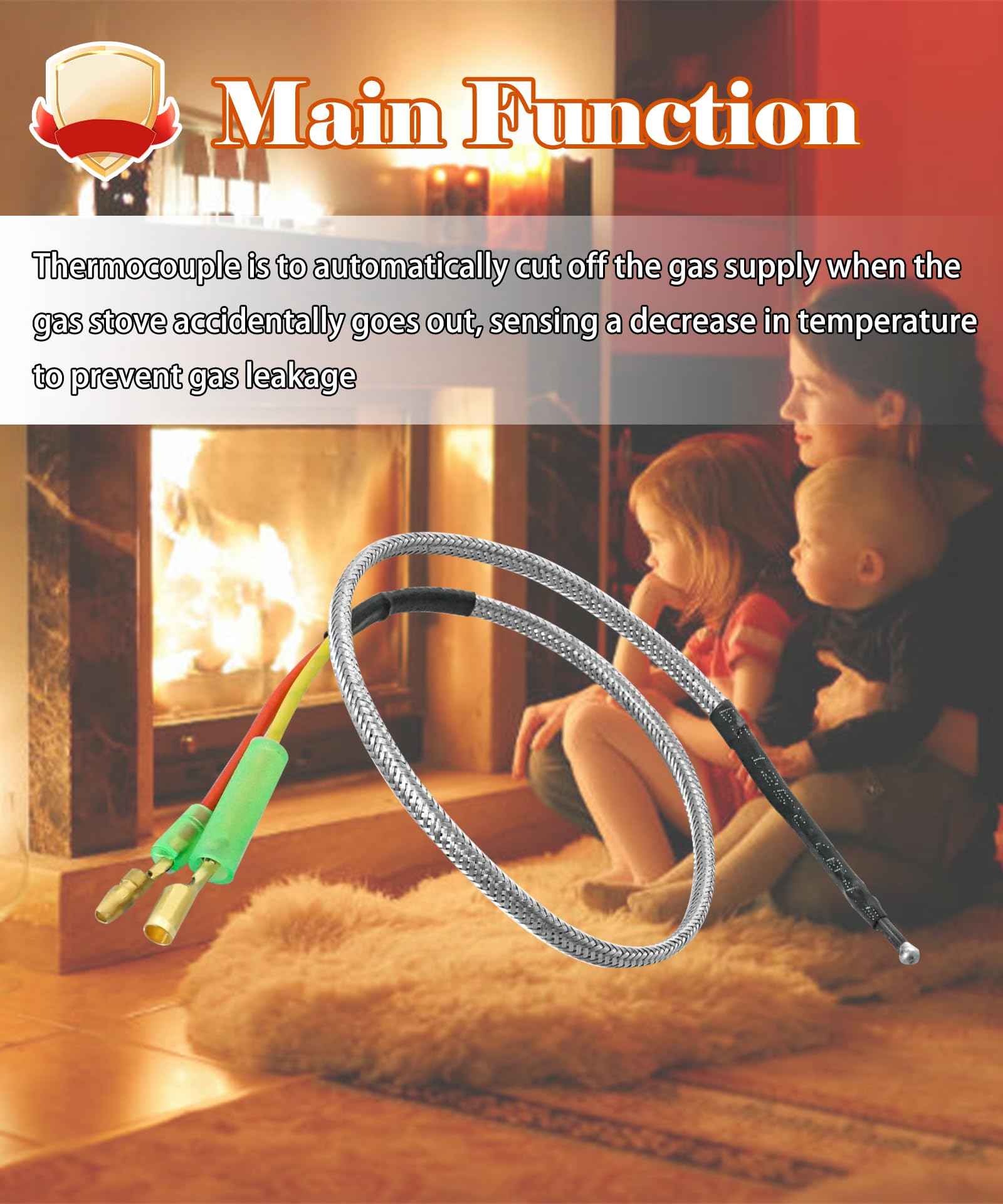 AWTURBO 812-4470 Pellet Stove Thermocouple Fits for Quadrafire,Castile,Contour,Mt Vernon,14" Heatilator Thermocouple Replacement for CAB50 PS35 PS50