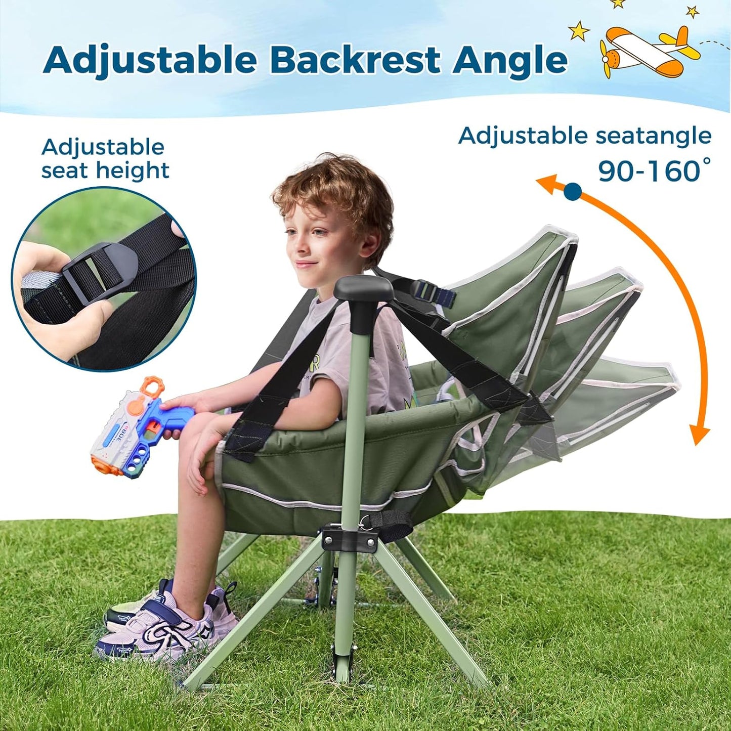 Skiennix Kids Hammock Chair - Adjustable Portable Folding Chair for Camping & Travel | Green, Supports 135 LBS
