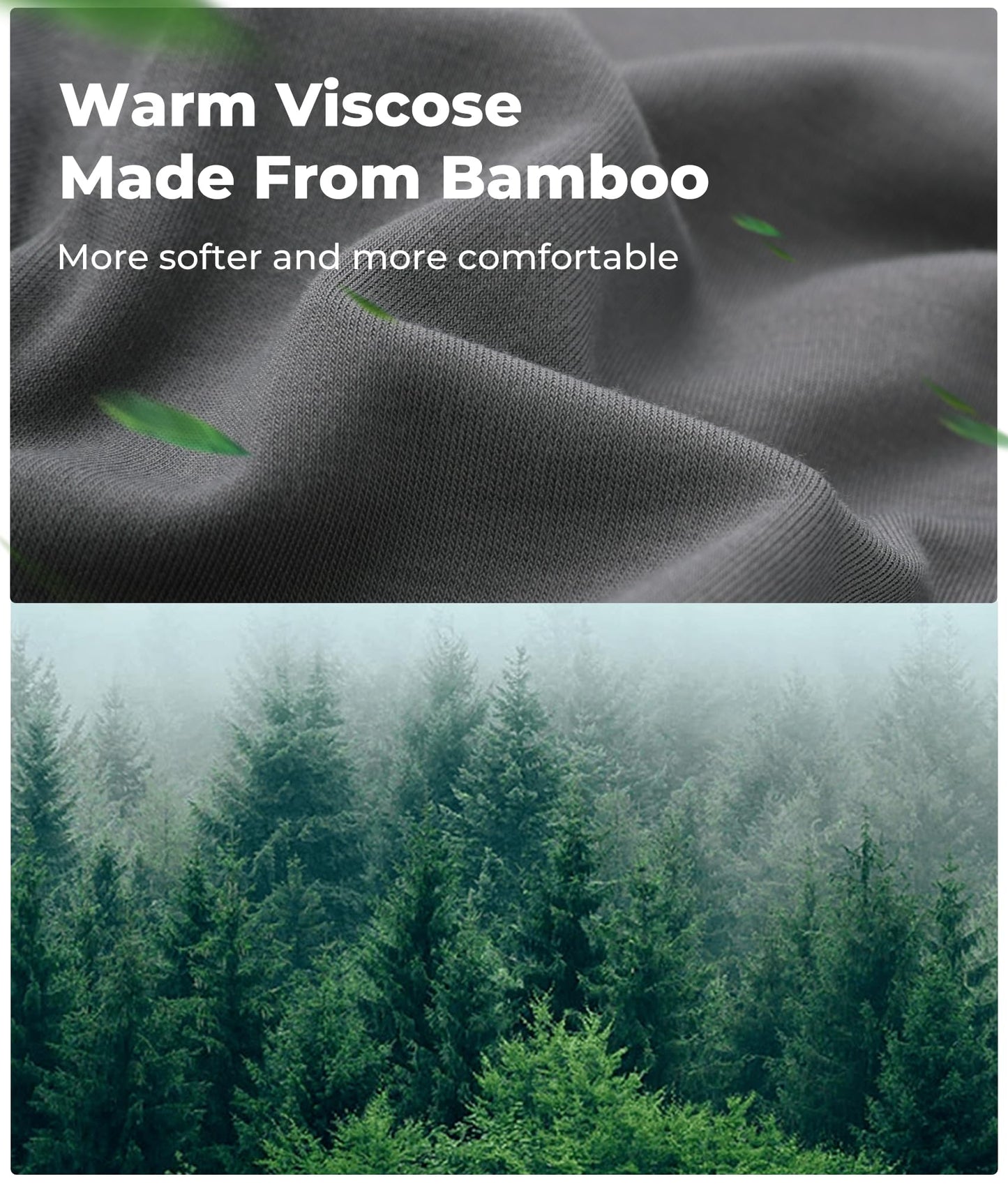 BAMBOO COOL Men's Lightweight Thermal Underwear Bottoms Fleece Lined Long Johns for Men Base Layer Pants for Cold Weather