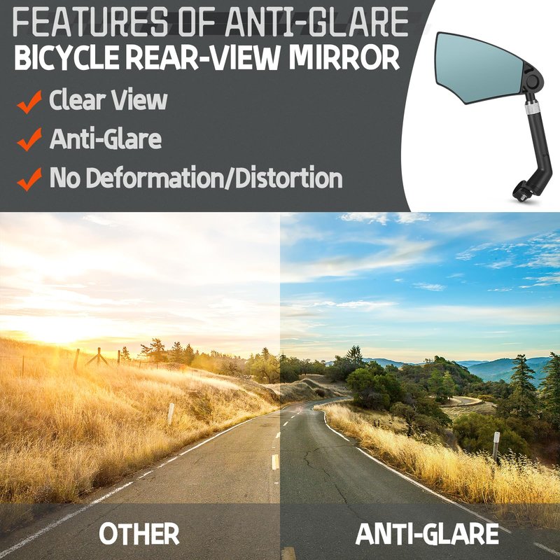 WEST BIKING Anti-Glare Handlebar Bike Mirror - Bike Rear View Mirror With Retractable & 360 ° Adjustable Lens, Foldable Bicycle Mirror For 20-23mm Handlebar（left）