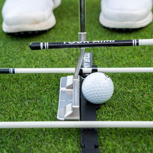 Tour Aim + Alignment Stick Adapter — Perfect Your Aim, Alignment, Face Angle, and Ball Position. Use Real Golf Tees of Mats.