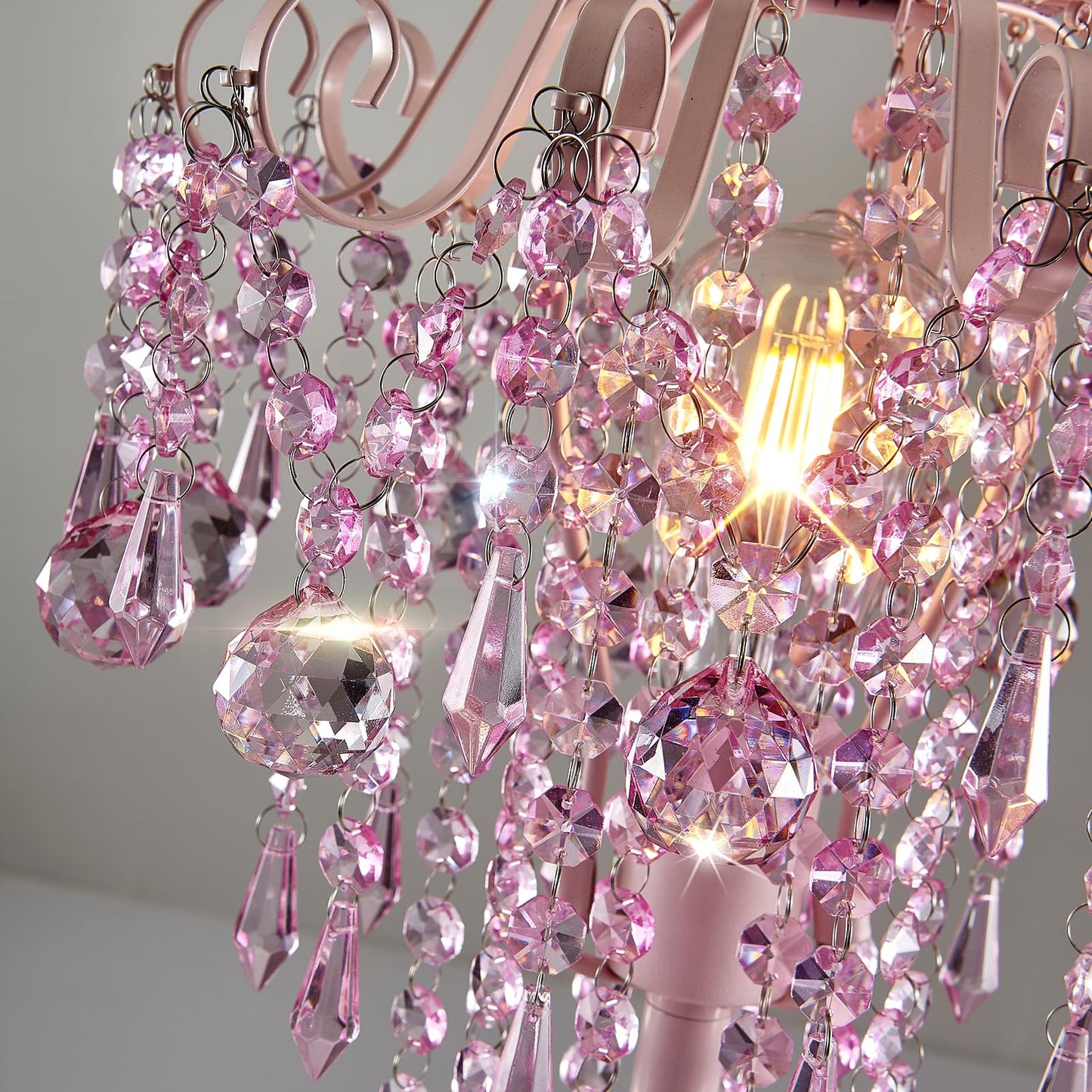 MEIXISUE Small Pink Crystal Bedside Table Lamp End Table Lamp Nightstand Lamp for Bedroom Living Room Office H20.4'' W11.81'' 1-Light E26