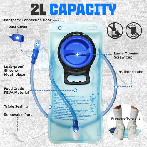Hydration Vest with 2L Water Bladder for Men and Women, Lightweight Adjustable Hydration Backpack , Reflective Running Hydration Chest Bag for Hiking Climbing Cycling (Black, One Size)