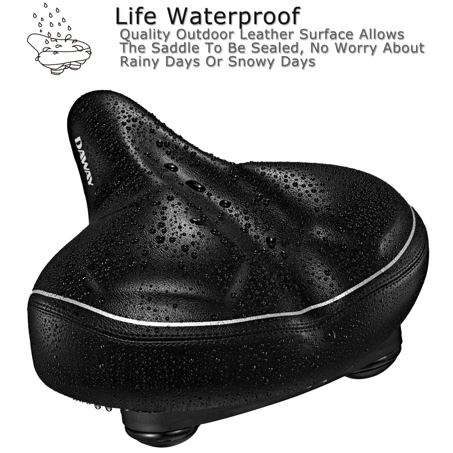 DAWAY C40i Ultra-Comfortable Oversized Bike Seat - Memory Foam Padded Bicycle Saddle for Men Women - Compatible with Peloton, Exercise, Mountain, and Road Bikes - Extra Wide Cushion, Shock Absorbing