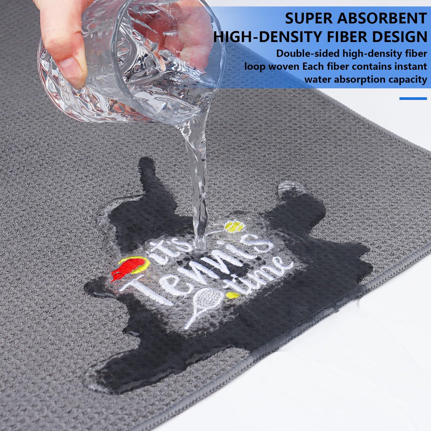 DAVAXI 6 Pcs Tennis Towel 16 x 24 Inch Funny Soft Embroidered Towels Hand Towel with Carabiner Clip Player Towels Tennis Gifts for Men Women Team Sports Court Accessories Gift